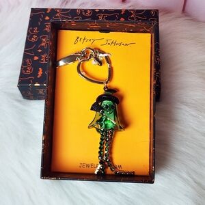 Betsey Johnson Wicked Inspired Emerald Witch Keychain with Rhinestones